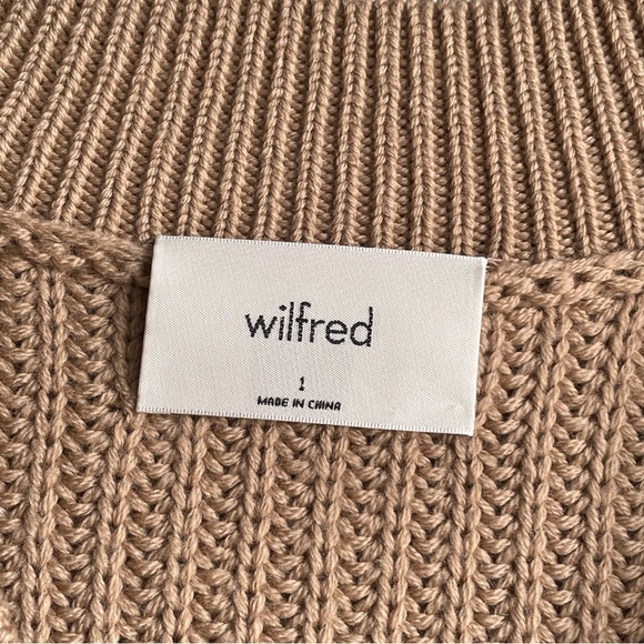 ARITZIA WILFRED Camel/ Tan Ribbed V-neck Sweater - Picture 5 of 8